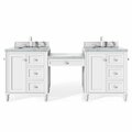 James Martin Vanities Copper Cove Encore  86in Double Vanity Set, Bright White w/ 3 CM Arctic Fall Solid Surface Top 301-V86-BW-DU-3AF